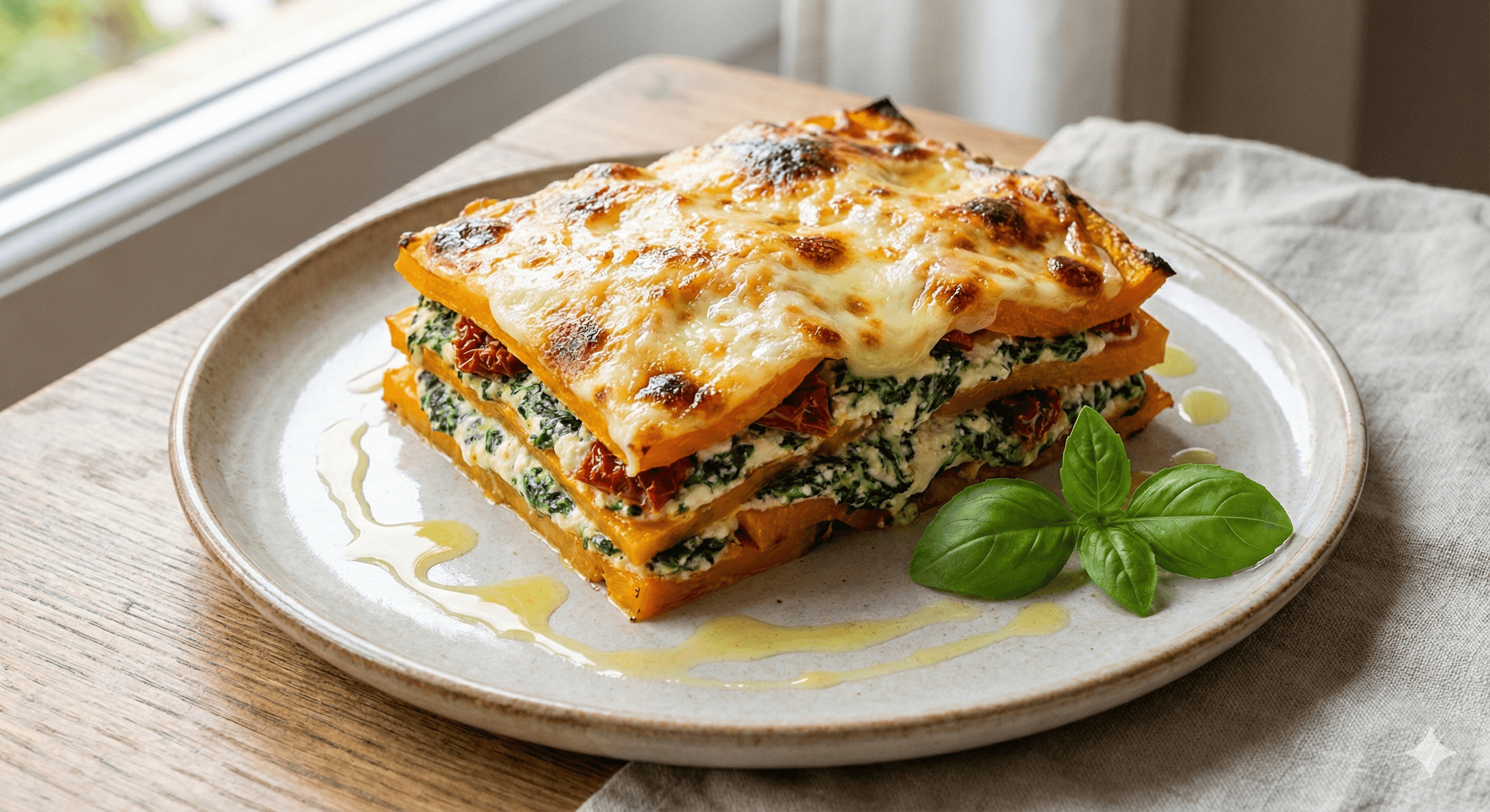 Lasanya de Carbassa, Ricotta i Espinacs