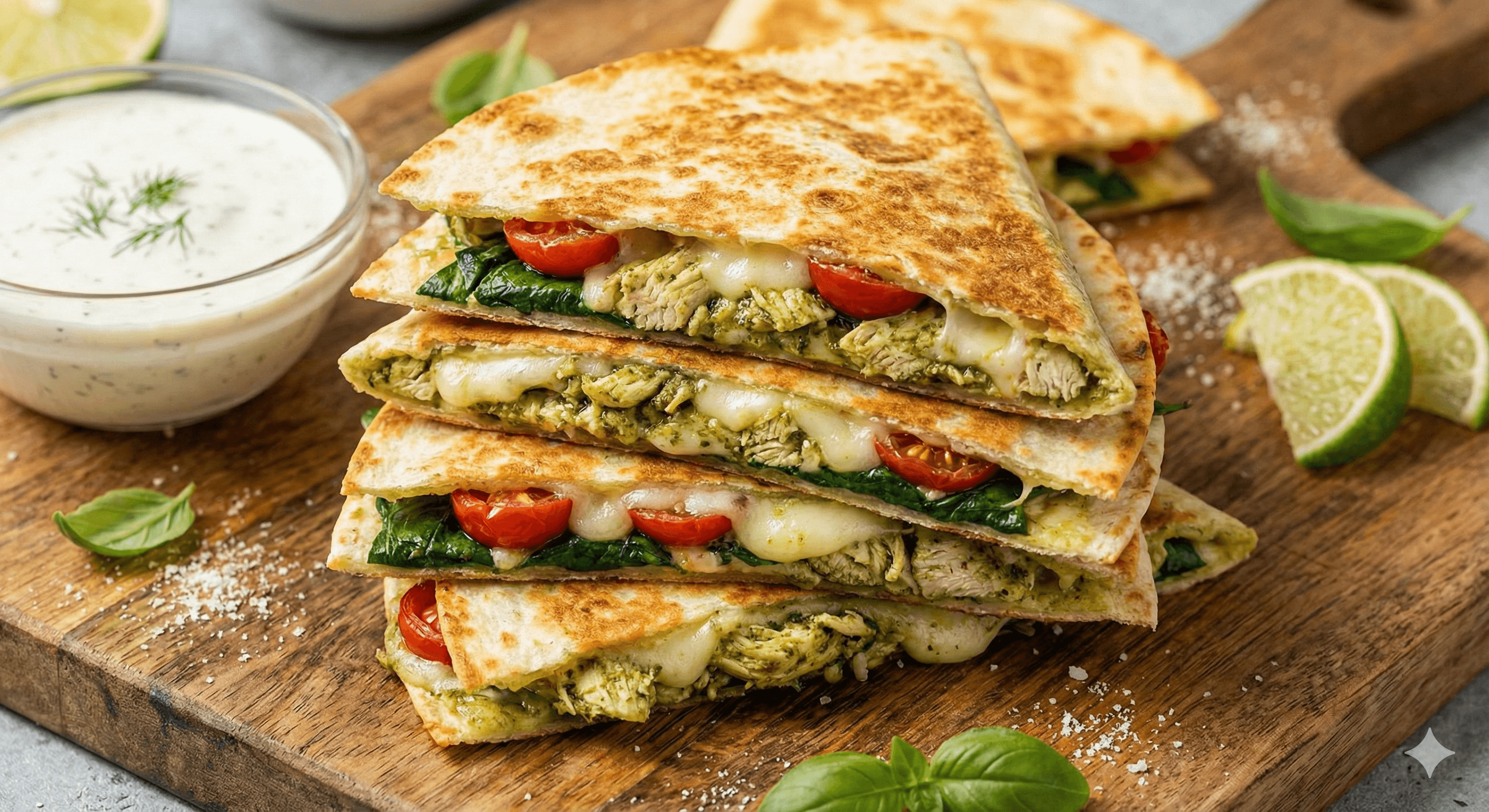 Quesadillas de Pollo al Pesto
