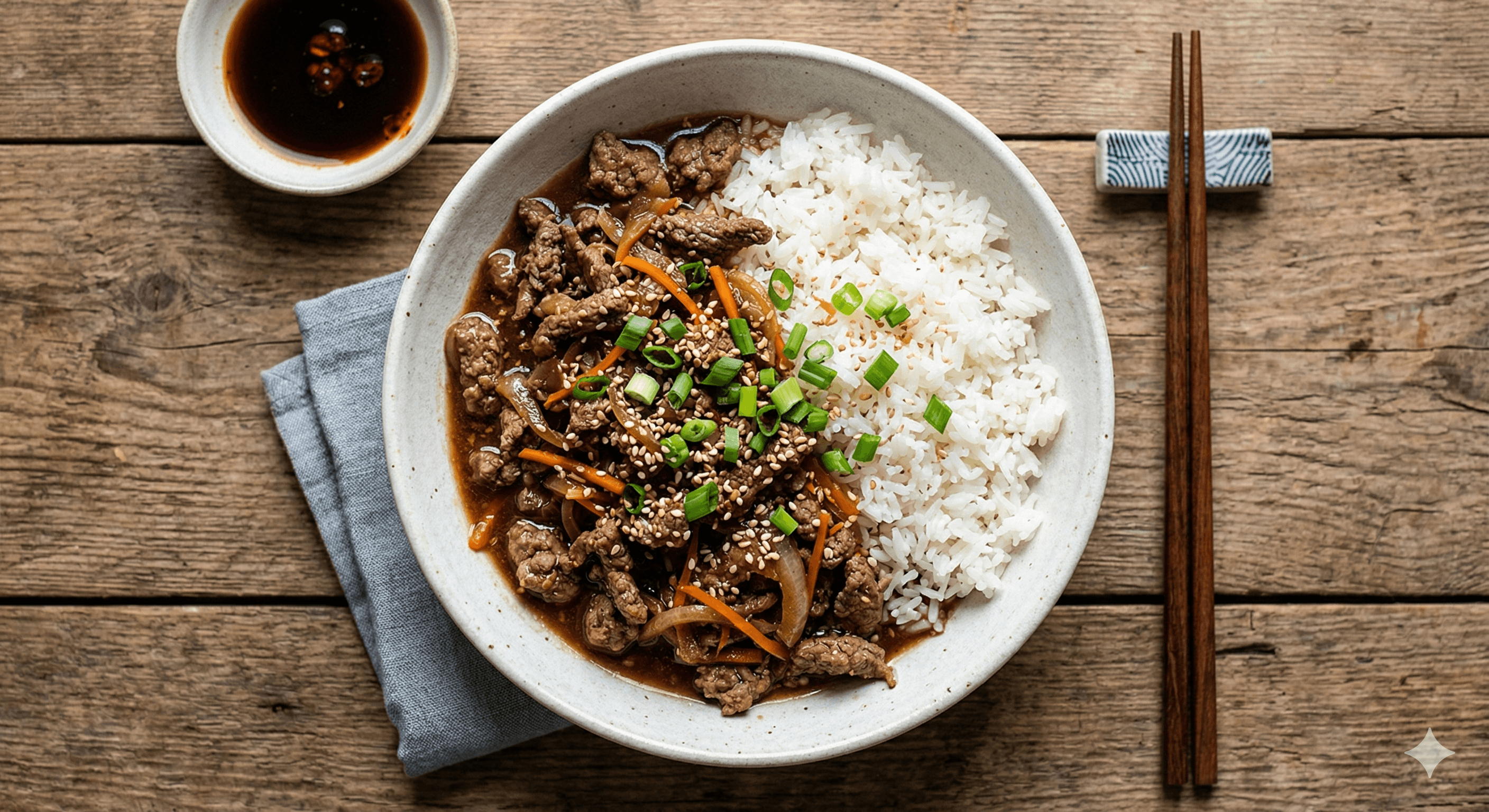 Hamburguesa al estilo chino con arroz